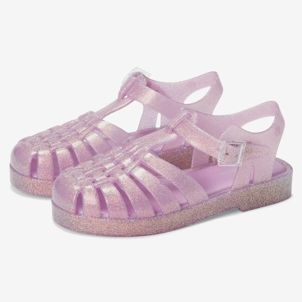 Mini Melissa Glittery Pink Jelly Kids Sandals